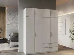 Kleiderschrank Spectre 157cm 8 Türen und 2 Schubladen - matt weiß
