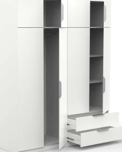 Kleiderschrank Spectre 157cm 8 Türen und 2 Schubladen - matt weiß