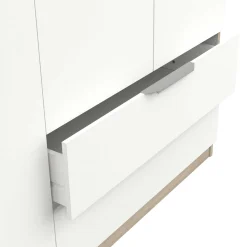 Kleiderschrank Spectre 157cm 8 Türen und 2 Schubladen - matt weiß/Eiche Dekor