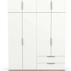 Kleiderschrank Spectre 157cm 8 Türen und 2 Schubladen - matt weiß/Eiche Dekor
