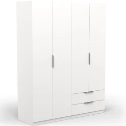 Kleiderschrank Spectre 157cm 4 Türen und 2 Schubladen - matt weiß