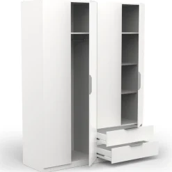 Kleiderschrank Spectre 157cm 4 Türen und 2 Schubladen - matt weiß