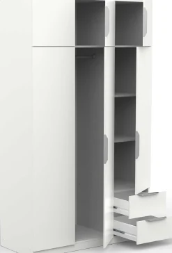 Kleiderschrank Spectre 120cm 6 Türen und 2 Schubladen - matt weiß