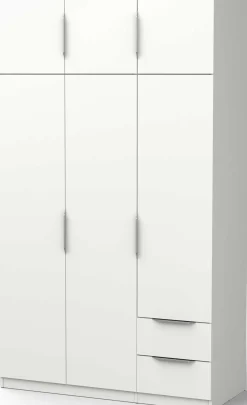 Kleiderschrank Spectre 120cm 6 Türen und 2 Schubladen - matt weiß