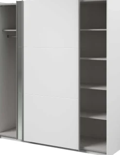 Kleiderschrank Swings - 178x59x203cm - mit Spiegel - 2 Türen - weiß