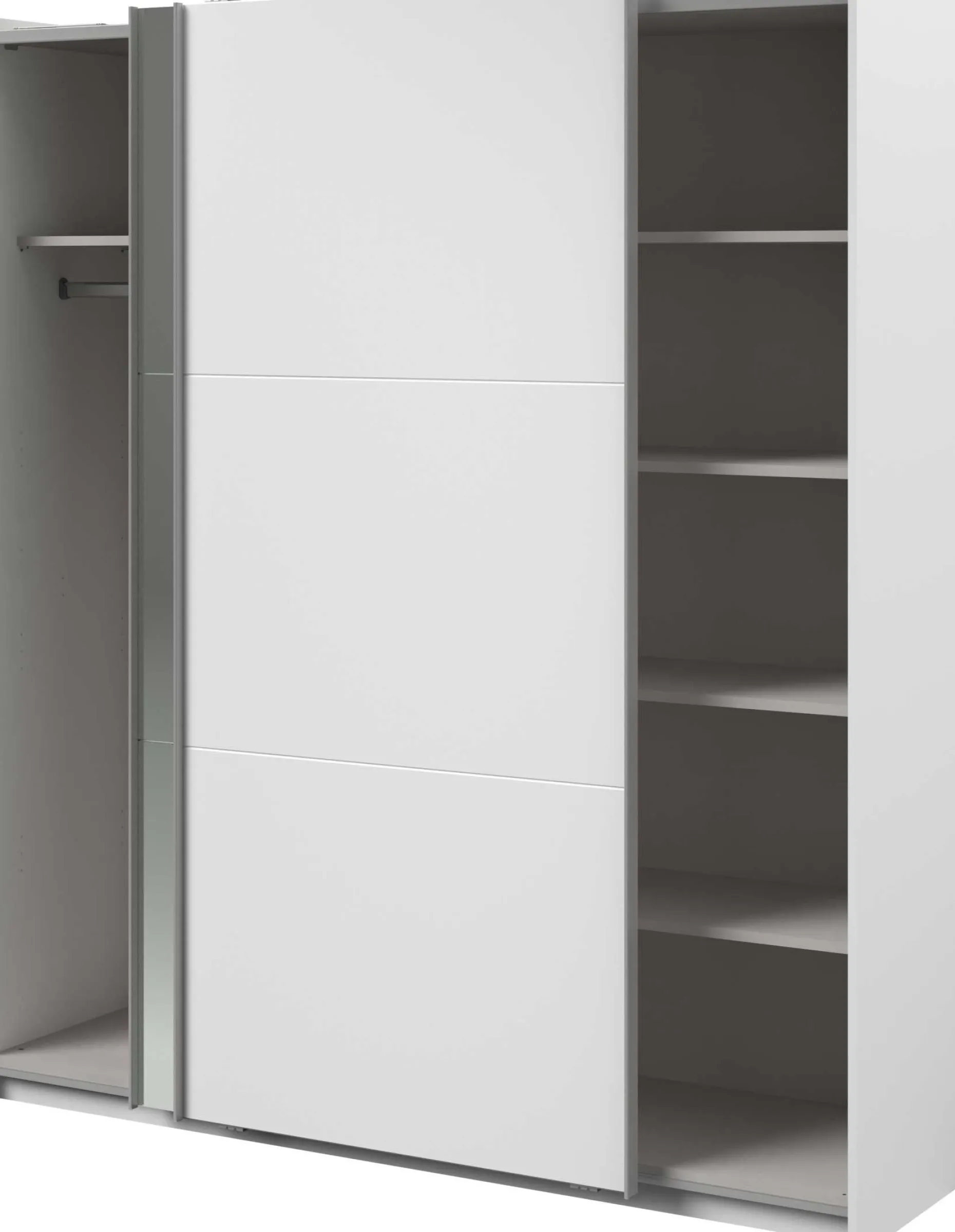 Kleiderschrank Swings - 178x59x203cm - mit Spiegel - 2 Türen - weiß