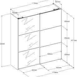 Kleiderschrank Swings - 178x59x203cm - mit Spiegel - 2 Türen - weiß