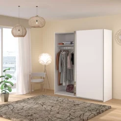 Kleiderschrank Swings - 178x59x203cm - mit Spiegel - 2 Türen - weiß