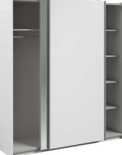 Kleiderschrank Swings - 178x59x203cm - mit Spiegel - 2 Türen - weiß