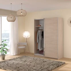 Kleiderschrank Swings - 148x59x203cm - mit Spiegel - 2 Türen - Eichendekor
