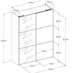 Kleiderschrank Swings - 148x59x203cm - mit Spiegel - 2 Türen - Eichendekor