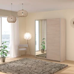Kleiderschrank Swings - 148x59x203cm - mit Spiegel - 2 Türen - Eichendekor