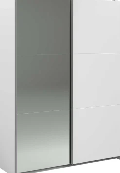 Kleiderschrank Swings - 148x59x203cm - mit Spiegel - 2 Türen - weiß