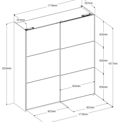 Kleiderschrank Swings - 178x59x203cm - 2 Türen - Eiche Dekor
