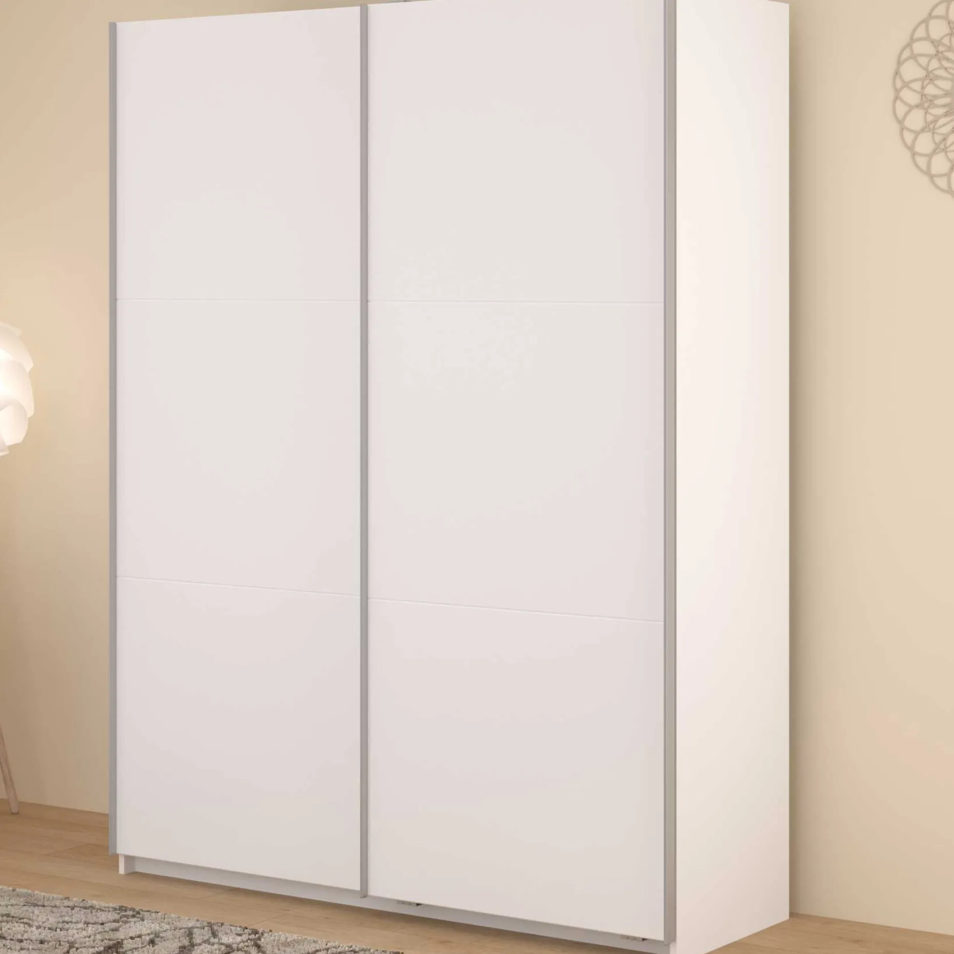Kleiderschrank Swings - 148x59x203cm - 2 Türen - weiß