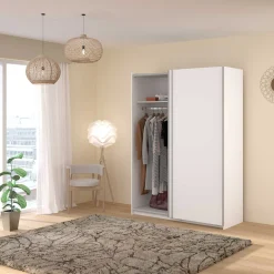Kleiderschrank Swings - 148x59x203cm - 2 Türen - weiß