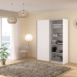 Kleiderschrank Swings - 148x59x203cm - 2 Türen - weiß