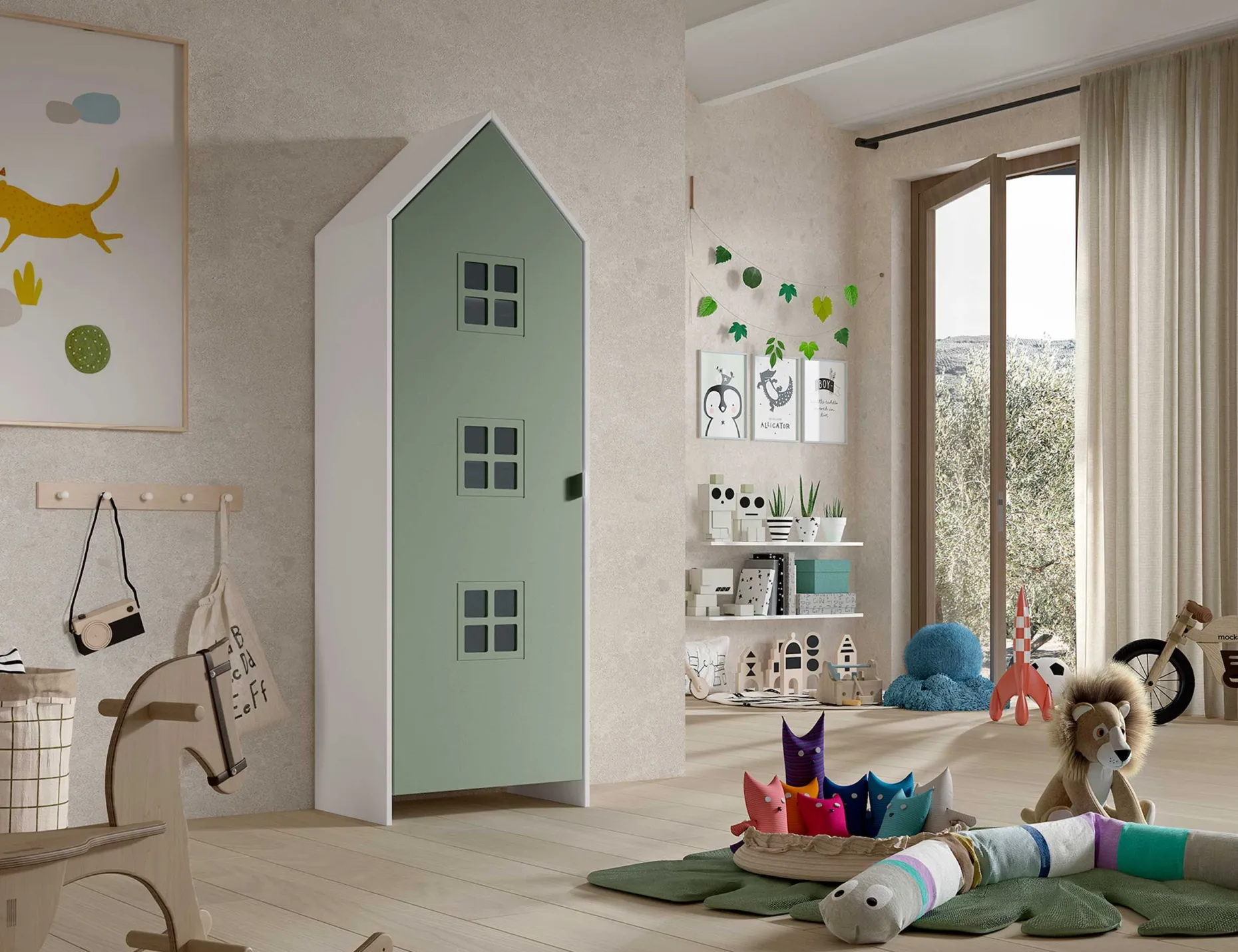 Kleiderschrank 2-teilig Casami Bruges - 115x37x172 cm - rosa/grün