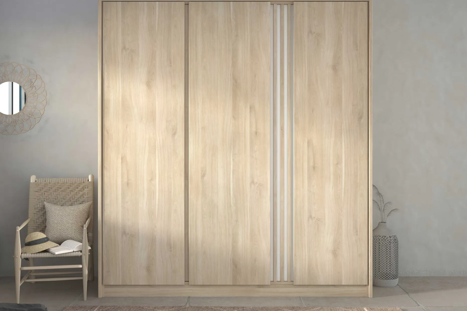 Kleiderschrank Tokio 185cm-Eiche Dekor/weiß