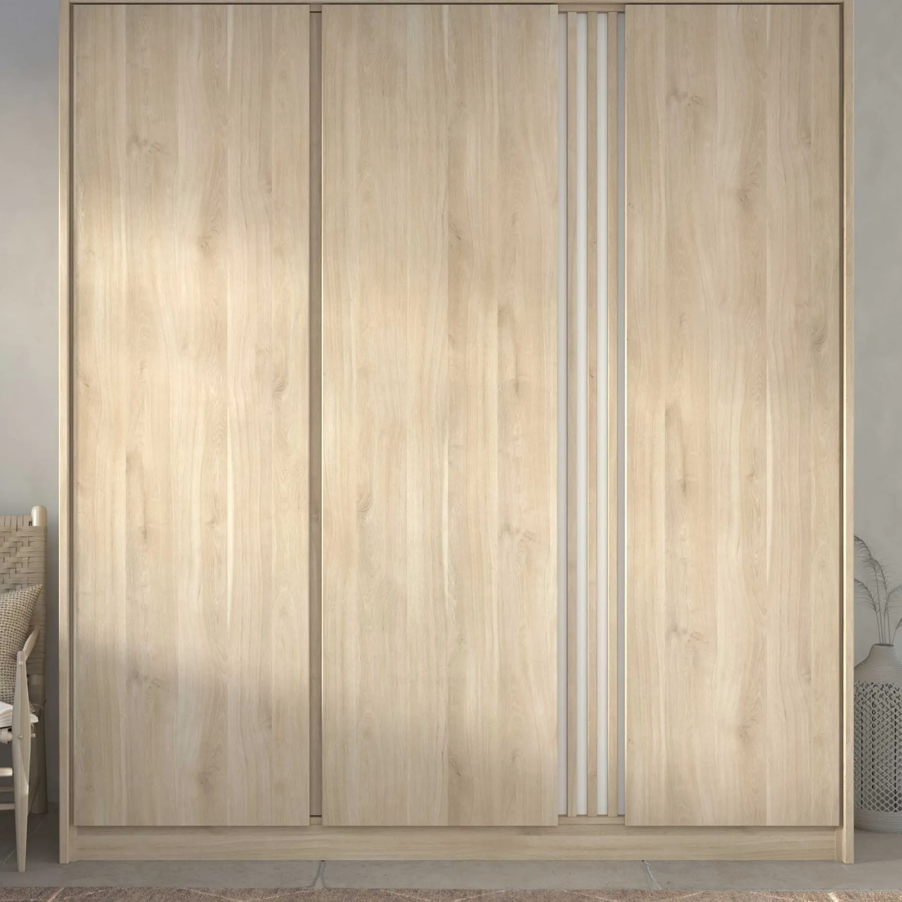 Kleiderschrank Tokio 185cm-Eiche Dekor/weiß