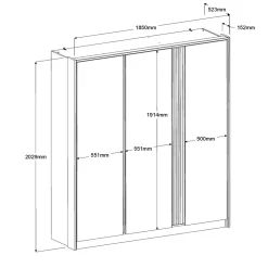 Kleiderschrank Tokio 185cm-Eiche Dekor/weiß