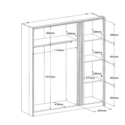 Kleiderschrank Tokio 185cm-Eiche Dekor/weiß