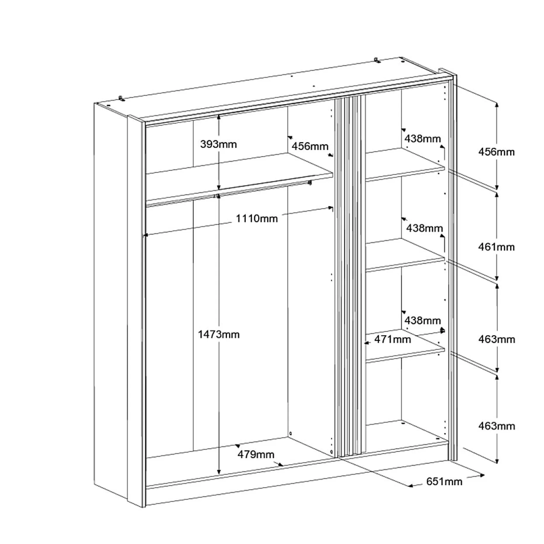 Kleiderschrank Tokio 185cm-Eiche Dekor/weiß