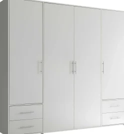 Kleiderschrank Valencia - 206x60x195cm - 4 Türen und 4 Schubladen - weiß