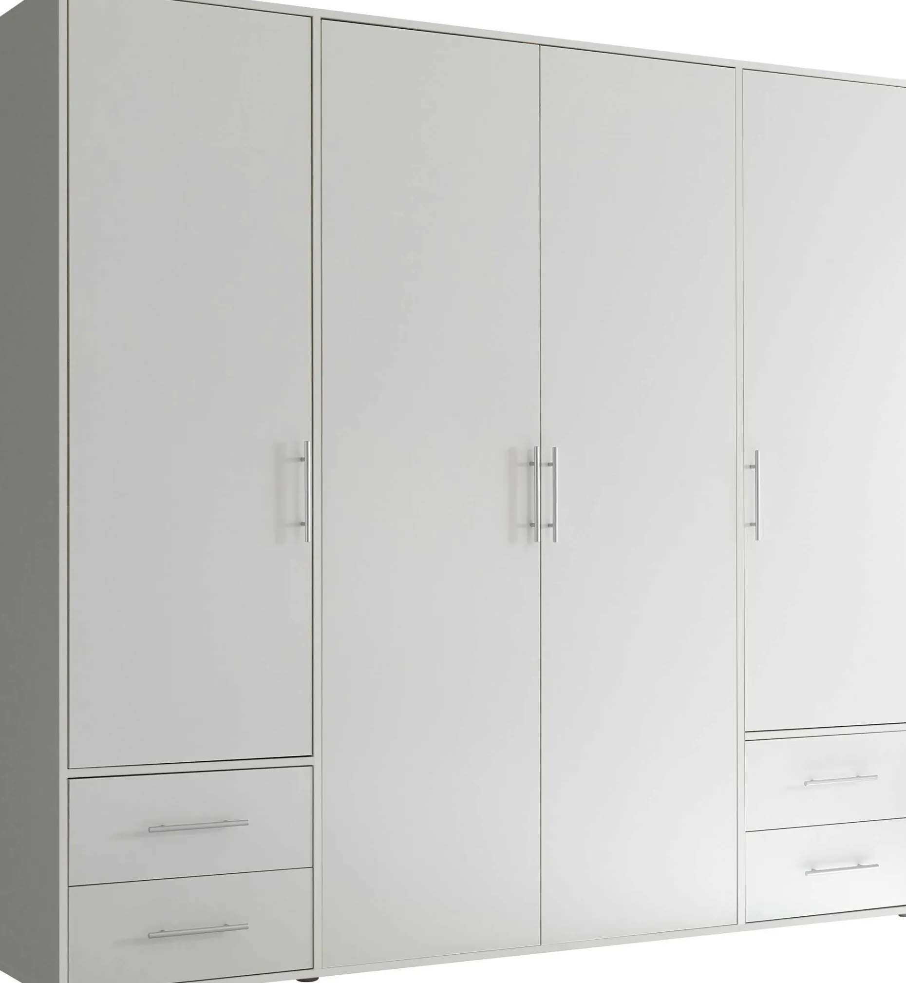 Kleiderschrank Valencia - 206x60x195cm - 4 Türen und 4 Schubladen - weiß