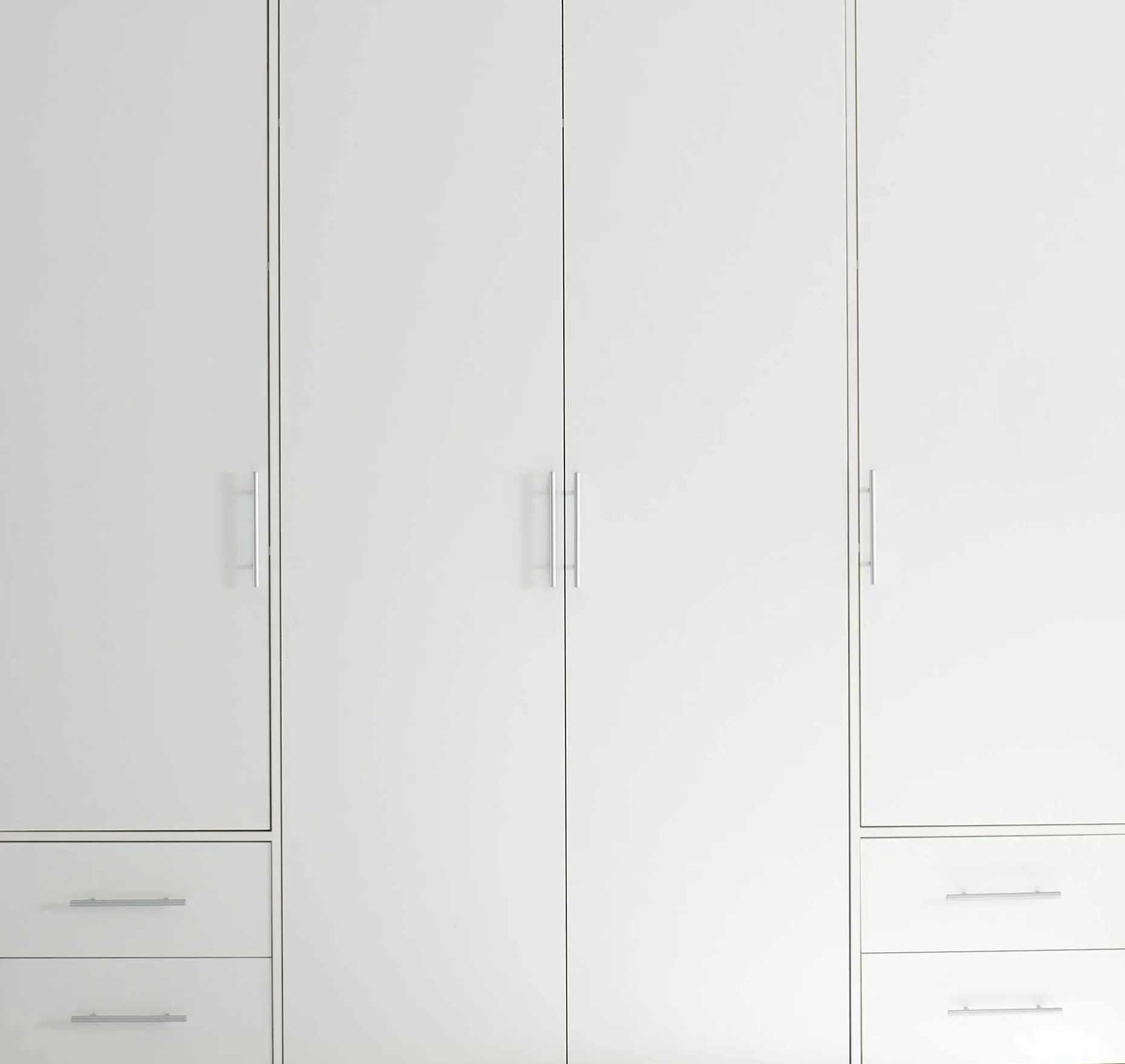 Kleiderschrank Valencia - 206x60x195cm - 4 Türen und 4 Schubladen - weiß