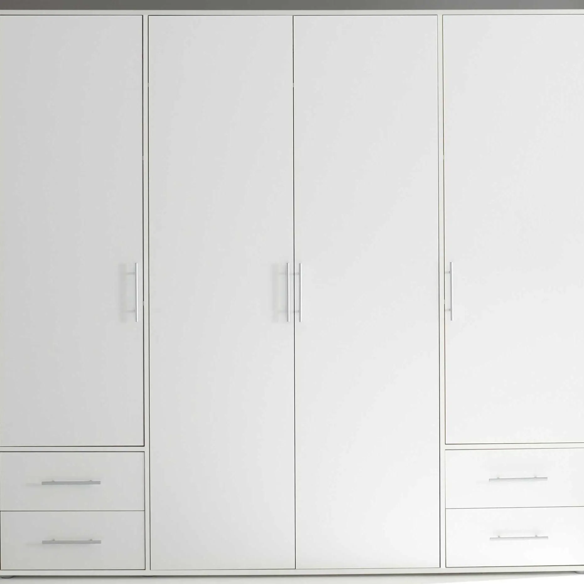 Kleiderschrank Valencia - 206x60x195cm - 4 Türen und 4 Schubladen - weiß