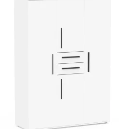 Kleiderschrank Versatil - 135x50x188cm - 4 Türen und 2 Schubladen - weiß