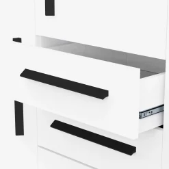 Kleiderschrank Versatil - 135x50x188cm - 4 Türen und 2 Schubladen - weiß
