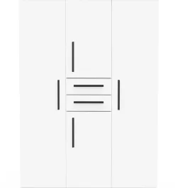 Kleiderschrank Versatil - 135x50x188cm - 4 Türen und 2 Schubladen - weiß