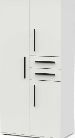 Kleiderschrank Versatil - 90x50x188cm - 3 Türen und 2 Schubladen - weiß