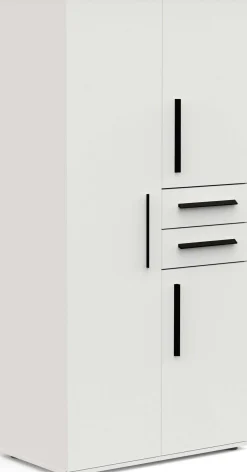 Kleiderschrank Versatil - 90x50x188cm - 3 Türen und 2 Schubladen - weiß