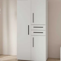 Kleiderschrank Versatil - 90x50x188cm - 3 Türen und 2 Schubladen - weiß