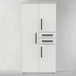 Kleiderschrank Versatil - 90x50x188cm - 3 Türen und 2 Schubladen - weiß