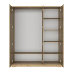 Kleiderschrank Wanda 170 cm 3 Türen und Spiegel - Braunes Kastanienholz