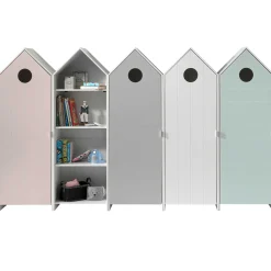 4 Kleiderschränke Bücherregal Casami - rosa/weiß/grau/mintgrün