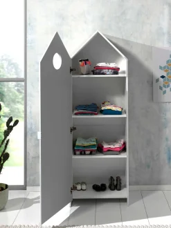 2 Kleiderschränke Bücherregal Casami - weiß/rosa
