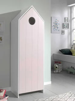 2 Kleiderschränke Bücherregal Casami - weiß/rosa