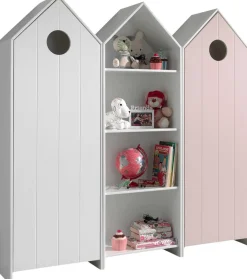 2 Kleiderschränke Bücherregal Casami - weiß/rosa