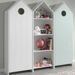 2 Kleiderschränke Bücherregal Casami - mintgrün/weiß