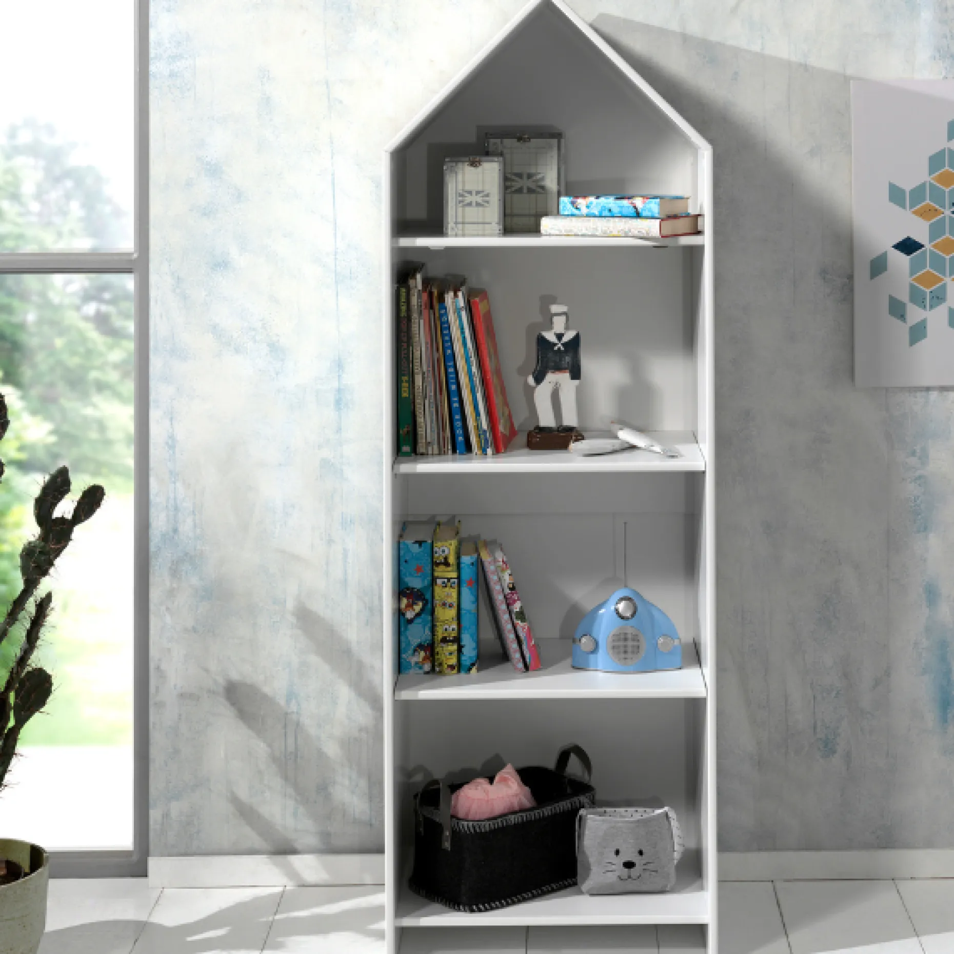 2 Kleiderschränke Bücherregal Casami - weiß/grau