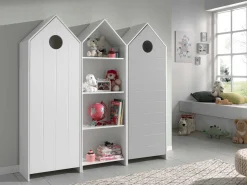 2 Kleiderschränke Bücherregal Casami - weiß/grau