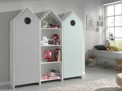 2 Kleiderschränke Bücherregal Casami - mintgrün/weiß/grau