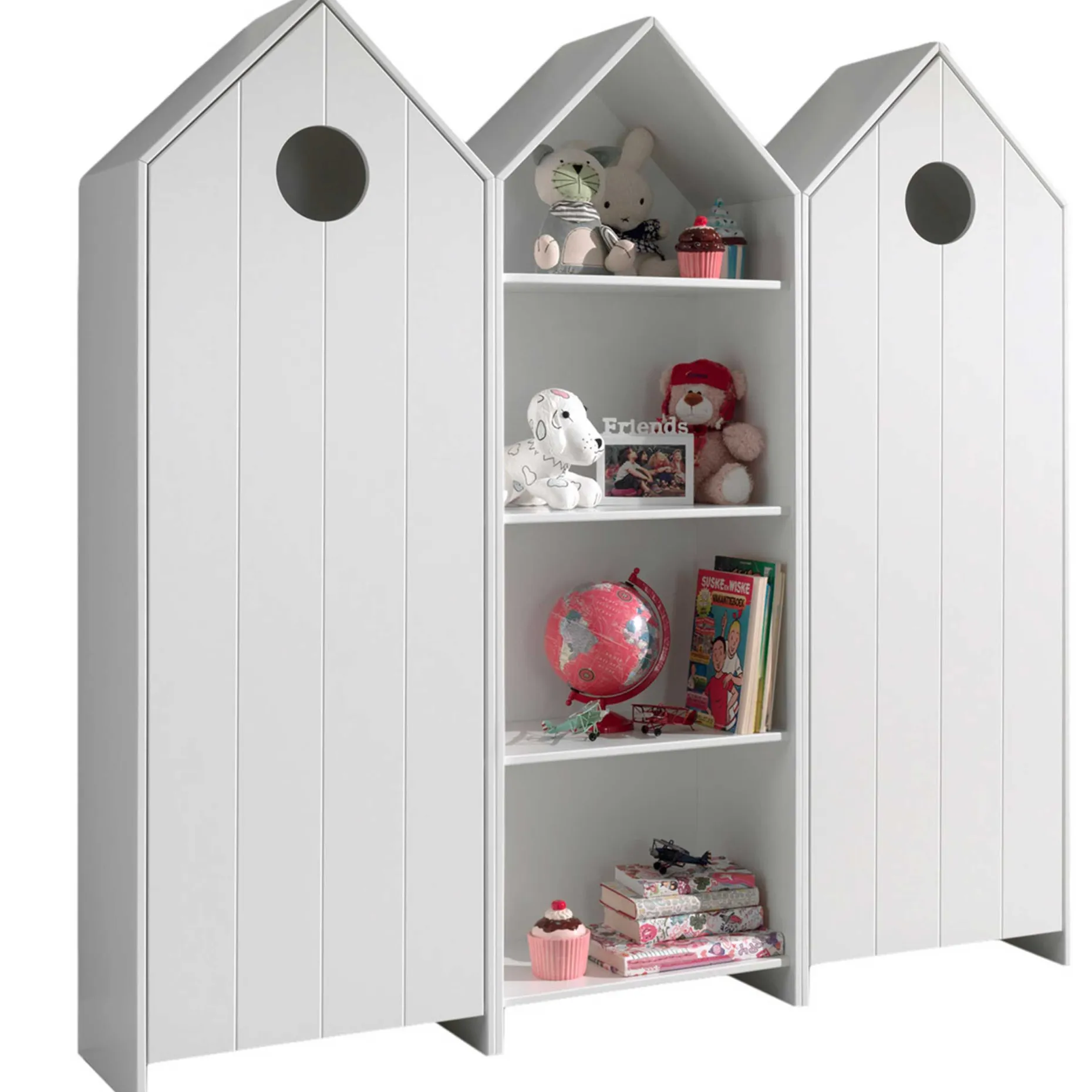 2 Kleiderschränke Bücherregal Casami - weiß