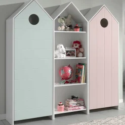 2 Kleiderschränke Bücherregal Casami - mintgrün/weiß/rosa