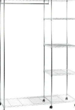 Kleiderwagen | 123 x 45 x 181 cm | Verchromter Stahl | Farbe Silber